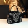 Bolsa Balde da Moda 2026 Nova Alta Qualidade Elegante com Strass, Bolsa de Ombro Transversal Premium, Bolsa de Mão, Bolsa Feminina de Couro Genuíno