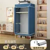 Guarda-roupa simples para uso doméstico no quarto, guarda-roupa de tecido montável com estrutura totalmente em aço, espessado e reforçado, adequado para armazenamento em moradias alugadas