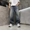 Nuevos jeans rectos lavados vintage de otoño para hombre, corte holgado, pierna ancha, estilo americano, ropa casual moderna y versátil