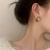 Pendientes Geométricos de Café Dorado con Patrón de Cuero Elegantes, Modernos y Versátiles, Pendientes Sencillos, Ligeros, de Lujo y de Gama Alta para Mujer