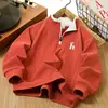 Ropa para Niños Camiseta de Manga Larga Fina con Estampado de Letras para Primavera, Cuello Alto, Media Cremallera, Camiseta Base para Niños y Niñas