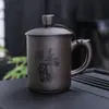 Caneca de Chá para Escritório de Areia Roxa Mineral Original com Gravação, Caneca de Água Grande Personalizada com Tampa, Xícara de Chá, Caneca de Cerâmica, Personalizada