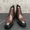 Botas de cuero para hombre, zapatos de cuero de caña alta para hombre, botas Martin de moda de talla grande transfronterizas, zapatos de cuero de negocios de estilo británico