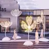 Escultura Grande de Flor Hueca de Acero Inoxidable Flor de Rosa Metálica Iluminación de Arte de Hierro Flor de Loto Adorno de Paisaje Exterior