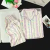 2026 Pijama Nuevo para Niñas Algodón Nube Primavera Manga Larga Estilo Popular Cuello Solapa Estudiante Lindo Dibujos Animados Conjunto de Ropa para Casa