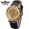 T-Winner/Victor 8008 Correa de Cuero Hueco Reloj Mecánico Resistente al Agua Casual Reloj de Pulsera de Cuero Reloj Mecánico de Comercio Exterior