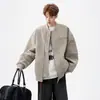 Jaqueta de Baseball Estilo Americano para Homens, Jaqueta de Couro Tie-Dye Cool da Moda de Outono, Casaco Curto de Workwear de Designer, Tendência