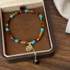 Nuevo Estilo Chino Estilo Nacional Pulsera de Piedra Ojo de Tigre Explosiva Piedra Natural Pulsera de Cuentas Lujo Ligero Temperamento Diseño de Alta Gama Pulsera Sonriente