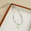 Collar de Cuentas de Semilla Coloridas Hecho a Mano de Venta Caliente Transfronteriza con Colgante de Oso en Degradado, Gargantilla Versátil de Diseño de Nicho para Mujeres