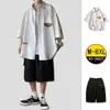 Conjunto de Camisa de Manga Curta de Verão para Homens Plus Size Pessoa Gorda Tendência Americana Jovem Canalha Conjunto Fresco de Três Peças Homens