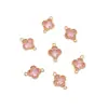 Cobre Relleno de Oro de 18K Cristal Circonita Borde Trébol de Cuatro Hojas Doble Colgante Accesorios Colgante Hecho a Mano DIY Accesorios para Joyería Venta al por Mayor