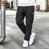 Pantalones cargo para hombre estilo europeo y americano, pantalones casuales para deportes al aire libre, pantalones largos holgados multibolsillos, color liso, versátiles