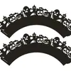 Halloween Hollow Preto Papel Cupcake Envolvente Teia de Aranha Castelo Abóbora Bruxa Fantasma Ponto Atacado