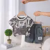 Ropa para Niños Conjunto de Verano para Niños 2026 Nuevo Estilo Niños Verano Estampado de Letras Manga Corta Conjunto de Dos Piezas para Niños de Verano Moderno