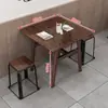 Combinación de Mesa y Sillas para Restaurante de Comida Rápida Catering Comercial Tienda de Snacks y Fideos Tienda de Desayunos Mesa de Comedor Económica Mesa Rectangular para 4 Personas