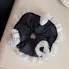 Goma para el Pelo de Encaje de Doble Capa con Lunares Azules para Mujer, Accesorio de Lujo para Moño