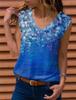 2021 Europeo y Americano Transfronterizo Wish Amazon Estación Independiente Primavera y Verano Nuevo Cuello en V Estampado Chaleco sin Mangas Tops de Mujer