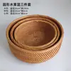 Cesta de frutas, cesta de armazenamento trançada de rattan vietnamita, bandeja de doces, prato de frutas redondo para a sala de estar, fruteira grande para uso doméstico, cesta para pães cozidos no vapor, prato de frutas secas