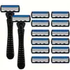 Novo em stock: Aparelho de barbear com cabo de seis camadas, aparelho de barbear manual, lâmina de aço inoxidável multicamadas dupla face, um item de grande sucesso para vendas transfronteiriças