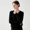 Otoño/Invierno 2026 Nuevo Cachemir para Mujer Cuello en V Flecos Capa Base Estilo Elegante Holgado Adelgazante Ribete de Piel Top para Mujer