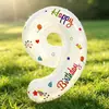 Balões de Número de 32 polegadas para Festa de Aniversário, Balões Decorativos Brancos Grandes Impressos, Adereços para Fotos, Bolas Infláveis de 0 a 9
