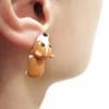 Aretes de Dinosaurio con Animales Pequeños Mordiendo Orejas Aretes de Corgi de Tiburón Aretes Pintura en Aerosol Lindo Mini Venta al por Mayor Transfronteriza