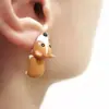 Orejas de mordisco de animal pequeño aretes de dinosaurio aretes de tiburón Corgi joyería para orejas pintura en aerosol lindo mini venta al por mayor transfronteriza