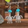 Aretes Largos Vintage Populares Bohemios en Forma de Gota Moda Creativa Campanas Aretes Acrílicos Turquesa para Mujer
