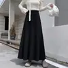 Falda midi plisada de punto de cintura alta para mujer, nuevo estilo otoño e invierno, ajustada, suave, falda recta de longitud media