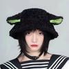Sombrero de pescador de piel de conejo japonés para mujer con orejas de cordero, moda de otoño e invierno, cálido, lindo, lindo, sombrero de cubeta pequeño que hace que la cara se vea pequeña, serie Girl