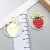 Accesorios para Joyería de Aleación DIY KC Oro Esmalte Aleación Fresa Fruta Colgante Llavero Pendientes Collar Encanto