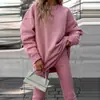 2026 Europeu e Americano Transfronteiriço Feminino Conjunto Casual Moda Roupa Esportiva Moletom Solto Cor Sólida Calça Justa Conjunto de Duas Peças