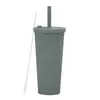 Copo de Plástico PS de Camada Dupla com Canudo 450ml Copo de Plástico Copo com Canudo 16oz Copo de Plástico de Camada Dupla Copo de Publicidade com Partículas de Gelo