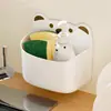 Caixa de armazenamento fofa de urso de desenho animado montada na parede para cozinha, armazenamento na parede sem furar para cebolas, gengibre, alho e cesta de pendurar lateral para geladeira