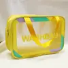 Bolsa de Cosméticos Transparente com Borda Colorida Fosca Personalizada, Simples, Portátil, À Prova d'Água, Necessaire, Cosméticos de Viagem, Armazenamento de Grande Capacidade