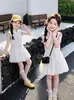 Conjunto Infantil Verão 2026 Novo Estilo Estilo Academia Top Sem Manga Gola Polo Saia Plissada Estilosa Crianças de Meia-idade e Grandes Roupas de Verão