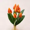 Flores artificiais, plantas verdes, flores simuladas, flores de seda, tulipas de 9 cabeças com bordas aparadas, para vitrines, decorações de lojas e arranjos florais artísticos de luxo leve