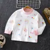 Camiseta de manga larga de primavera y otoño para niños, camiseta básica de algodón para bebé, chaqueta coreana para bebé niño y niña