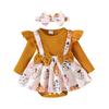 Amazon Halloween Nueva Camiseta-Sombrero para Niñas, Body de Bebé, Manga Larga, Falda Estampada de Calabaza, Todo en Uno