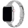 Para Apple Apple Watch9 8 7 6 5 Ultra2 Sete Contas Aço Inoxidável Pequeno Homem Cintura Feminina Pulseira