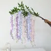 Flor de Glicina Artificial de 3 Ramas Famosa en Internet Flor Falsa Colgante para Pasillo Largo Decoración de Sala de Estar Flor Decoración de Boda Flor para Boda al Aire Libre