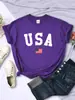 Camisetas para Mujer con Estampado de Bandera Nacional de EE. UU. y Calle de Ciudad Moda