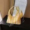 Bolso Tote Grande de Rayas Verticales Tejidas para Mujer Verano 2026 Nuevo Bolso de Hombro Bordado Bolso de Axila de Color Contrastante