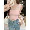 Verano Primer Plano Cuello Cuadrado Encaje Empalmado Camisola de Punto para Mujer Fábrica de Lana Venta al por Mayor Comercio Exterior Transfronterizo