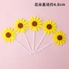 Cartão de decoração de bolo de aniversário de girassol criativo Girassol Margarida Flor plug-in Mesa de sobremesas de festa Decoração