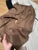 ¡Muy recomendable! Pantalones rectos de lino Tencel color café estilo old money con cordón para mujer, pantalones rectos de algodón y lino fluidos para verano