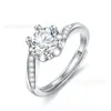 Cadeia de Suprimentos de Transmissão ao Vivo Kuaishou Douyin Anel de Diamante Moissanite Simulada Girassol Um Quilate Anel Ajustável para Mulheres Atacado