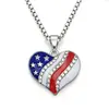 Collar con Bandera Americana de la Independencia Azul, Blanco y Rojo Transfronterizo de Amazon, Joyería Exquisita y de Moda Tendencia para Hombres y Mujeres