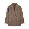 UNIZERA Outono Feminino Novidades Europeu e Americano Xadrez Cruzado Gola Lapela Blazer Jaqueta Saia Curta Cintura Média Poliéster