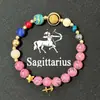 Amazon WISH Explosiones Calientes Pulsera Elástica de Doce Constelaciones Piedra Ojo de Tigre Ágata Pulsera de Cuentas de Color Mixto Tarjeta